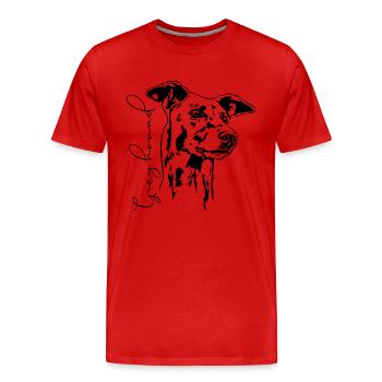 GREYHOUND Portrait Greyhound Greyhounds Wilsigns - T-shirt bio Premium Homme - rouge - Devant - Damien (186cm)