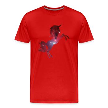 Unicorn Space Washed / Licorne - T-shirt bio Premium Homme - rouge - Devant - Damien (186cm)