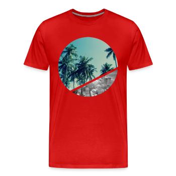 Strand und Stadt - Männer Premium Bio T-Shirt - Rot - Vorne - Damien (186cm)