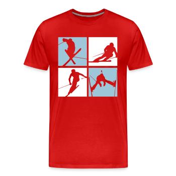Skiing - Männer Premium Bio T-Shirt - Rot - Vorne - Damien (186cm)