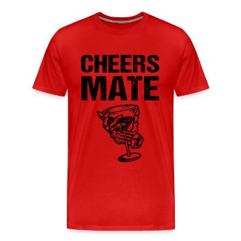 Cheers Mate - Männer Premium Bio T-Shirt - Rot - Vorne - Damien (186cm)