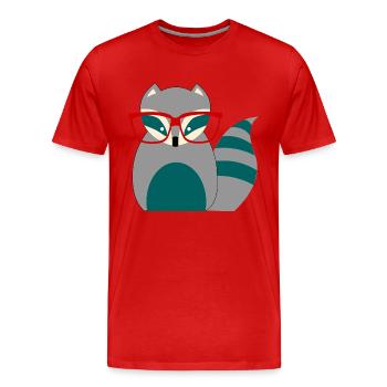 Waschbär Nerd - Männer Premium Bio T-Shirt - Rot - Vorne - Damien (186cm)