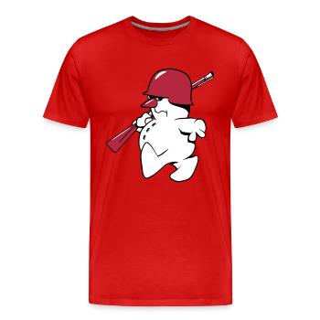 Schneemann soldat gewehr flinte - Männer Premium Bio T-Shirt - Rot - Vorne - Damien (186cm)