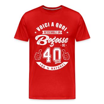 Bogosse de 40 ans anniversaire 40 ans - T-shirt bio Premium Homme - rouge - Devant - Damien (186cm)