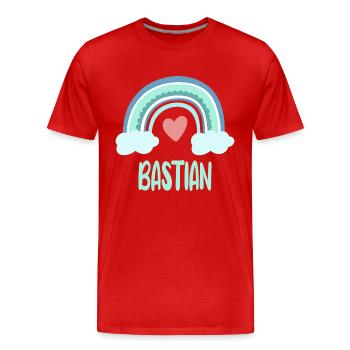 Bastian Name Regenbogen Baby - Männer Premium Bio T-Shirt - Rot - Vorne - Damien (186cm)