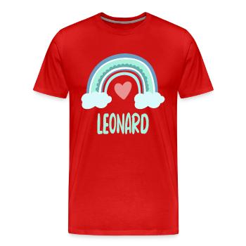 Leonard Name Regenbogen Baby - Männer Premium Bio T-Shirt - Rot - Vorne - Damien (186cm)