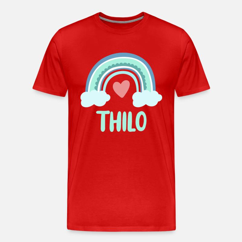 Thilo Name Regenbogen Baby - Männer Premium Bio T-Shirt - Rot