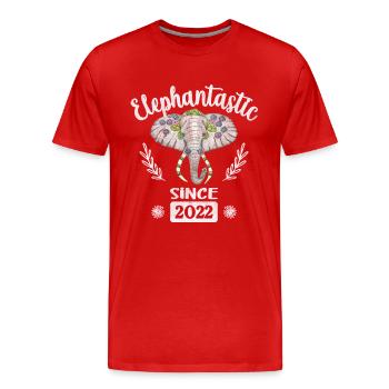 Elefantastisch seit 2022, Elefantenkopf geschmückt - Männer Premium Bio T-Shirt - Rot - Vorne - Damien (186cm)