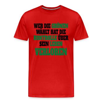 Witze Grüne Die Grünen Habeck Baerbock Partei - Männer Premium Bio T-Shirt - Rot - Vorne - Damien (186cm)