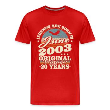 Born in Juni 2003 - 20 years old - Men's Premium Organic T-Shirt - red - Front - Damien (186cm)