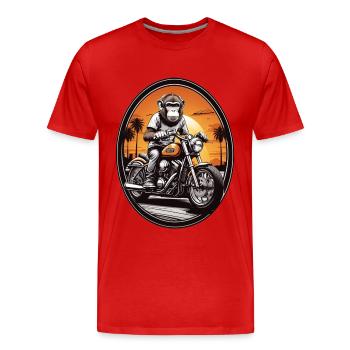 Affe auf Motorrad - Männer Premium Bio T-Shirt - Rot - Vorne - Damien (186cm)