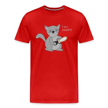 Katze mit Kettensäge - Männer Premium Bio T-Shirt - Rot - Vorne - Damien (186cm)