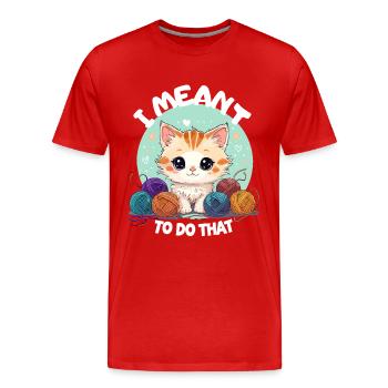 Katze Wolle Stricken Häkeln Handarbeit Niedlich - Männer Premium Bio T-Shirt - Rot - Vorne - Damien (186cm)