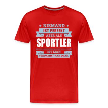 Funshirt Sportler - Männer Premium Bio T-Shirt - Rot - Vorne - Damien (186cm)