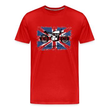 Motorrad Cafe Racer Union Jack - Männer Premium Bio T-Shirt - Rot - Vorne - Damien (186cm)