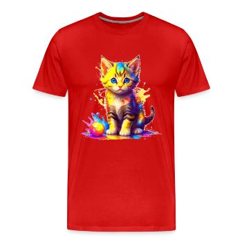 Colorful Kitty - Men's Premium Organic T-Shirt - red - Front - Damien (186cm)