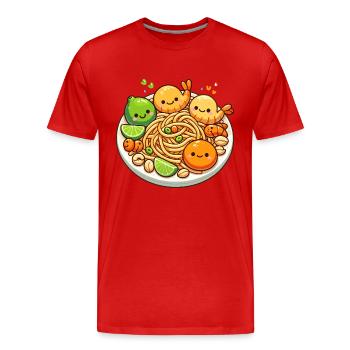 Pad Thai Kawaii Food - Men's Premium Organic T-Shirt - red - Front - Damien (186cm)