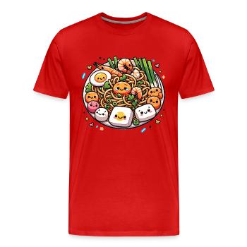 Pad Thai Kawaii Food - Men's Premium Organic T-Shirt - red - Front - Damien (186cm)