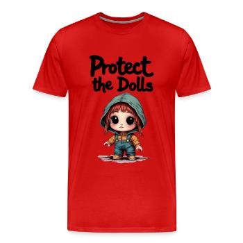 Protect the Dolls - Süße Botschaft - Männer Premium Bio T-Shirt - Rot - Vorne - Damien (186cm)