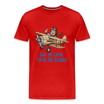 Pilot in the cloudy sky – adventure flyer - Men's Premium Organic T-Shirt - red - Front - Damien (186cm)