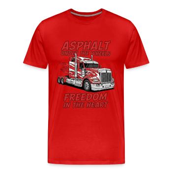 Trucker Freiheit – Asphalt auf Rädern Herz der Str - Männer Premium Bio T-Shirt - Rot - Vorne - Damien (186cm)
