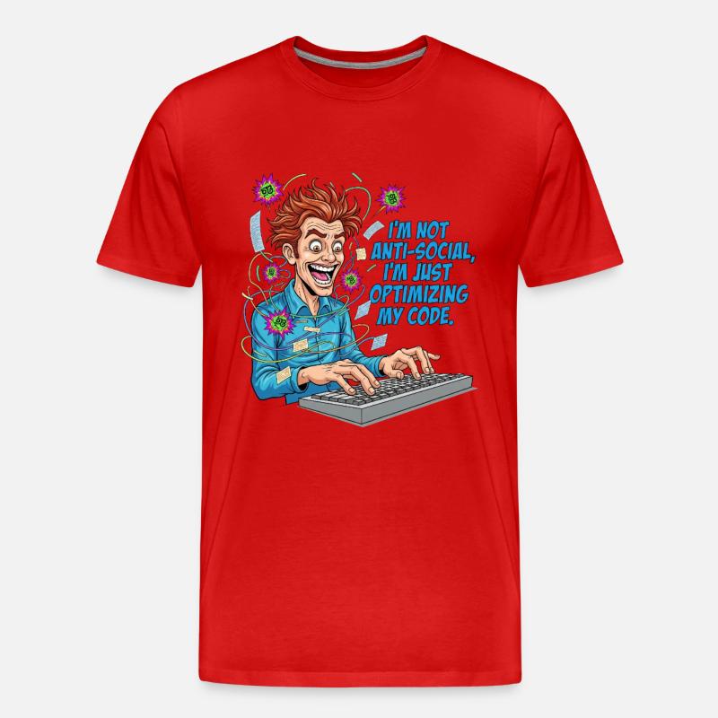 Code Optimizer: Anti-social? Just coding! - Men's Premium Organic T-Shirt - red