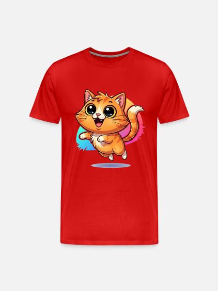 Fluffy budbringer af held og lykke: Sød kat med googly øjne - Herre Premium T-shirt økologisk - rød