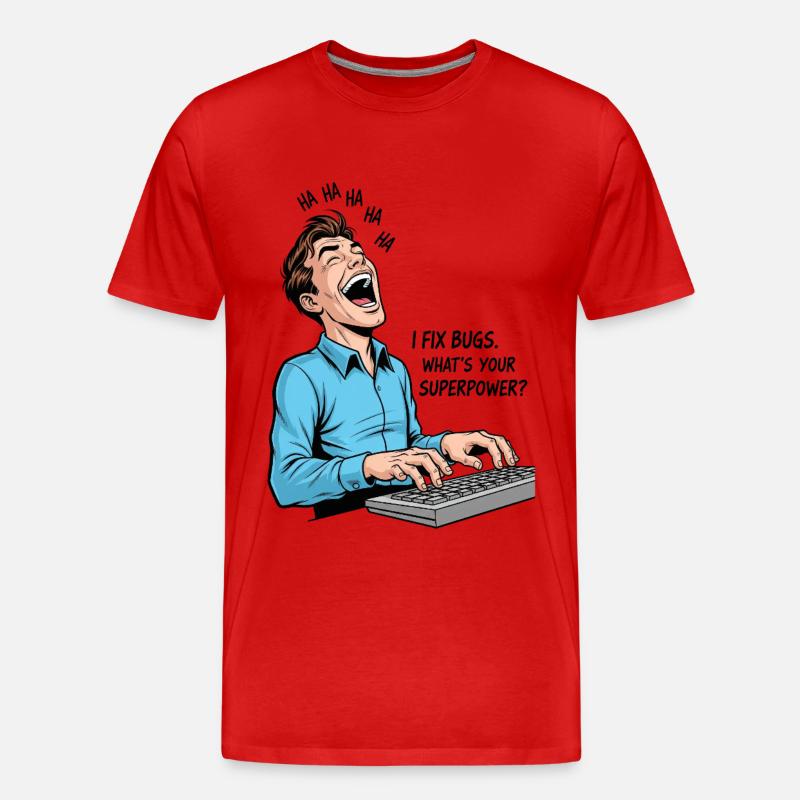 Bug-Fixer: Meine Superkraft als Programmierer! - Männer Premium Bio T-Shirt - Rot