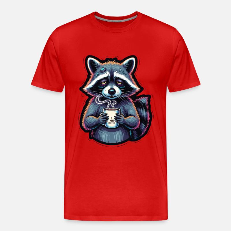 Waschbär: Mein Kaffee-Notfall - Männer Premium Bio T-Shirt - Rot