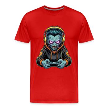 Zombie Gambler Power: Level Up with the Undead! - Men's Premium Organic T-Shirt - red - Front - Damien (186cm)