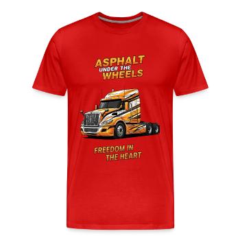 Fernfahrer Herz & Asphalt. Dein Trucker Design - Männer Premium Bio T-Shirt - Rot - Vorne - Damien (186cm)