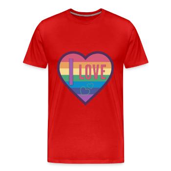 coeur coloré arc-en-ciel unisexe amour pour tout le monde - T-shirt bio Premium Homme - rouge - Devant - Damien (186cm)