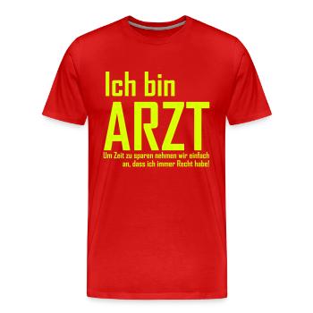 ich bin arzt - Männer Premium Bio T-Shirt - Rot - Vorne - Damien (186cm)