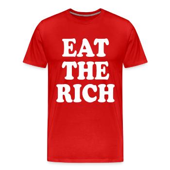 Eat the rich - T-shirt bio Premium Homme - rouge - Devant - Damien (186cm)