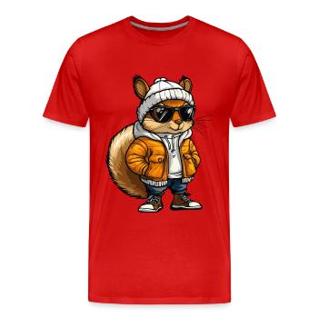 Eichhörnchen Cool Comic - Männer Premium Bio T-Shirt - Rot - Vorne - Damien (186cm)