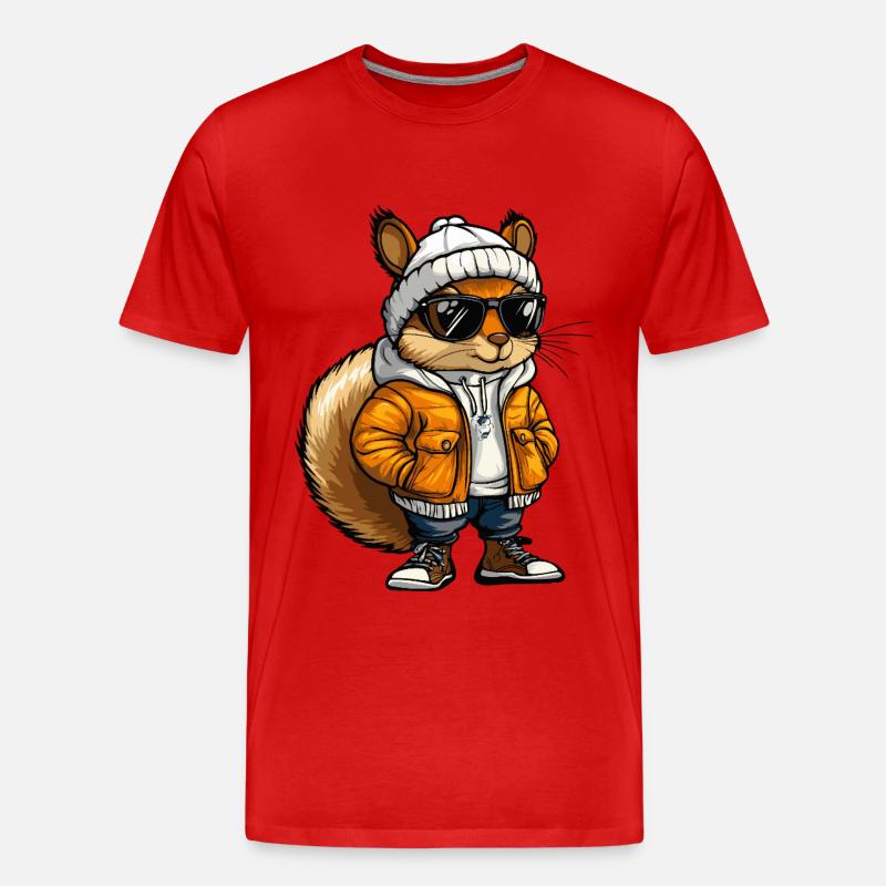 Eichhörnchen Cool Comic - Männer Premium Bio T-Shirt - Rot