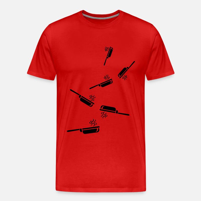 Pfanne Kochen - Männer Premium Bio T-Shirt - Rot