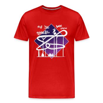 Getting on the wrong track - Men's Premium Organic T-Shirt - red - Front - Damien (186cm)