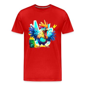 Angry rooster - Men's Premium Organic T-Shirt - red - Front - Damien (186cm)