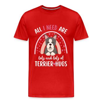 Mignon Boston Terrier Lover Kawaii - T-shirt bio Premium Homme - rouge - Devant - Damien (186cm)