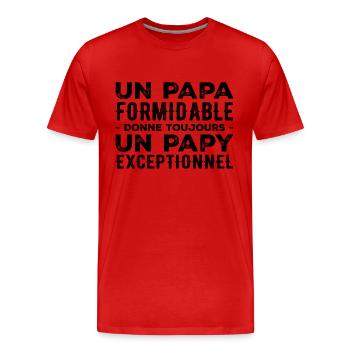 Terrific Dad Gives an Exceptional Grandpa - Men's Premium Organic T-Shirt - red - Front - Damien (186cm)