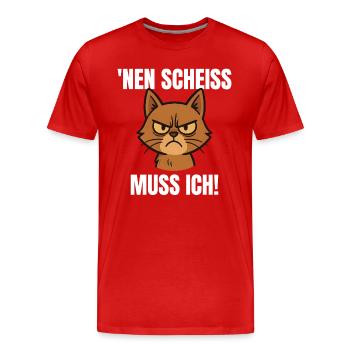 Lustige Katze Mittelfinger N Scheiß - Männer Premium Bio T-Shirt - Rot - Vorne - Damien (186cm)