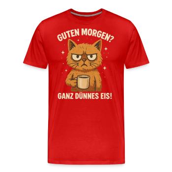 Good Morning - Very Thin Coffee Saying - Men's Premium Organic T-Shirt - red - Front - Damien (186cm)