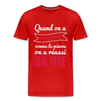 Quand on a une marraine - T-shirt bio Premium Homme - rouge - Devant - Damien (186cm)