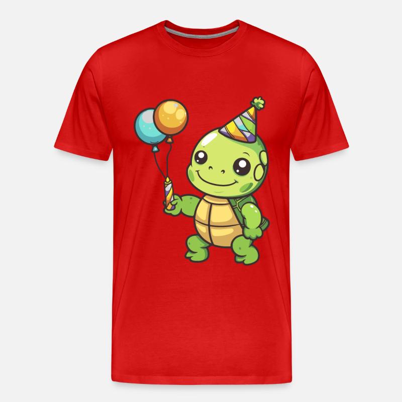 Turtle Birthday Comic - Men's Premium Organic T-Shirt - red
