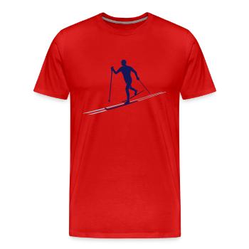 Skilangläufer mit Skispur - zweifarbig - Männer Premium Bio T-Shirt - Rot - Vorne - Damien (186cm)