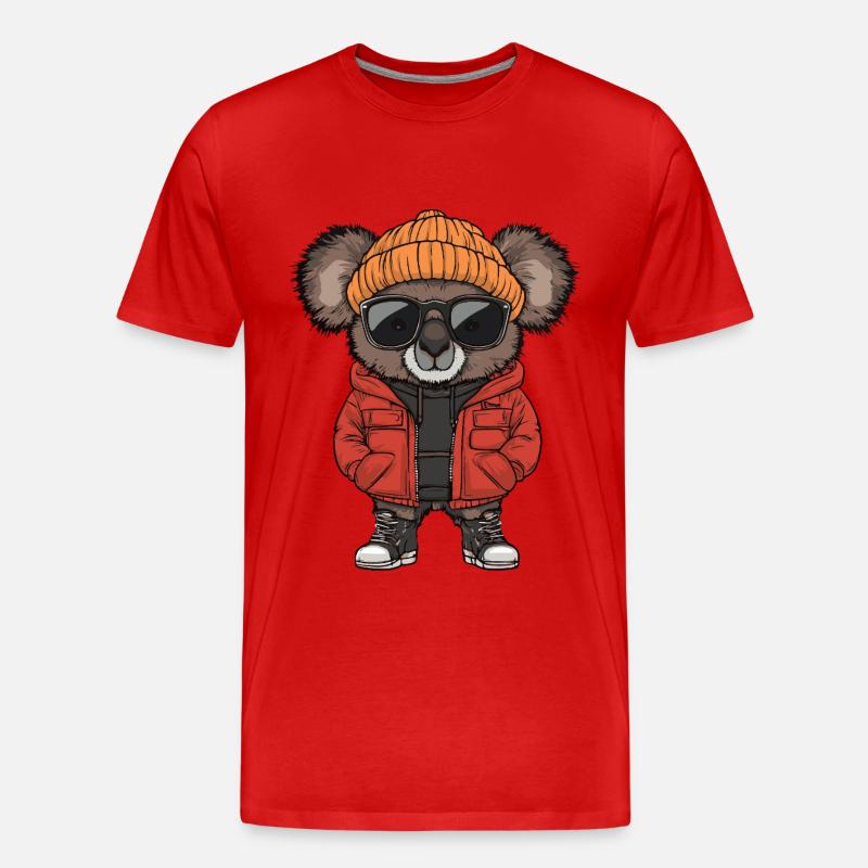 Koala Cool Comic - Männer Premium Bio T-Shirt - Rot