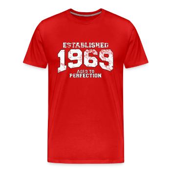 established 1969 - aged to perfection (fr) - T-shirt bio Premium Homme - rouge - Devant - Damien (186cm)