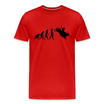 Evolution Rodeo - Männer Premium Bio T-Shirt - Rot - Vorne - Damien (186cm)