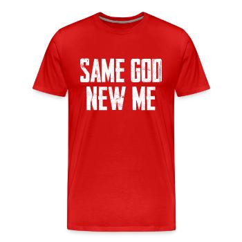Same God New Me - Men's Premium Organic T-Shirt - red - Front - Damien (186cm)